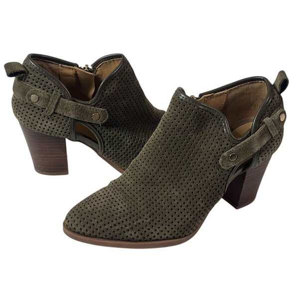 Franco Sarto Shoes - Franco Sarto Shoes Womens 8 Boots Ankle Booties Suede Leather Olive Green Fall